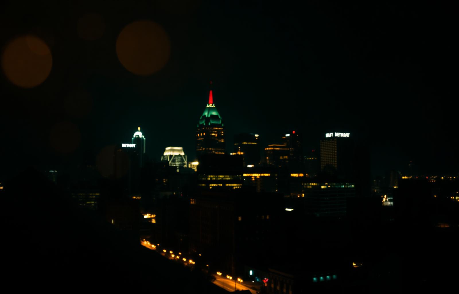Detroit skyline at night