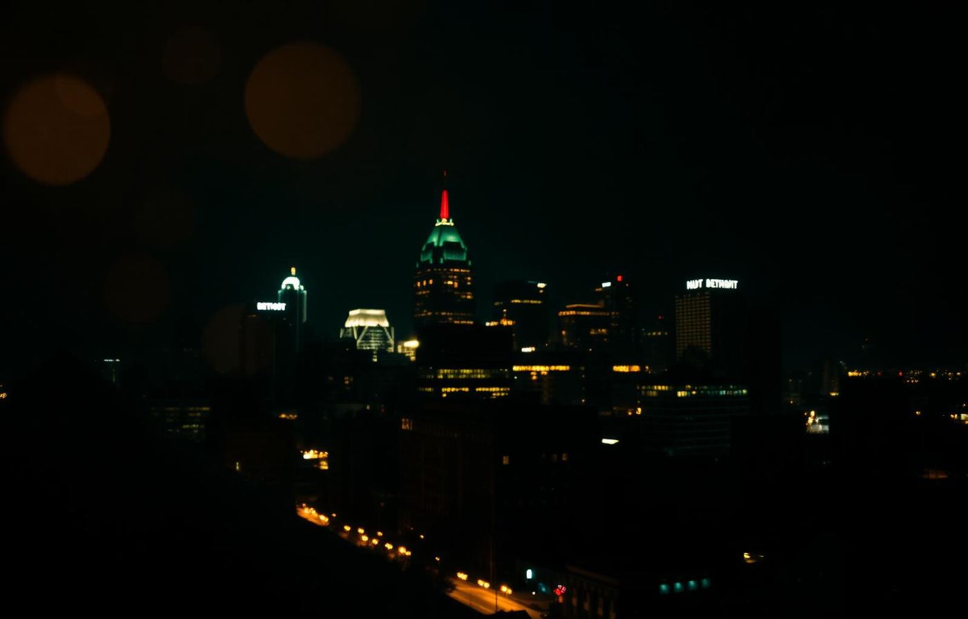 Detroit skyline at night